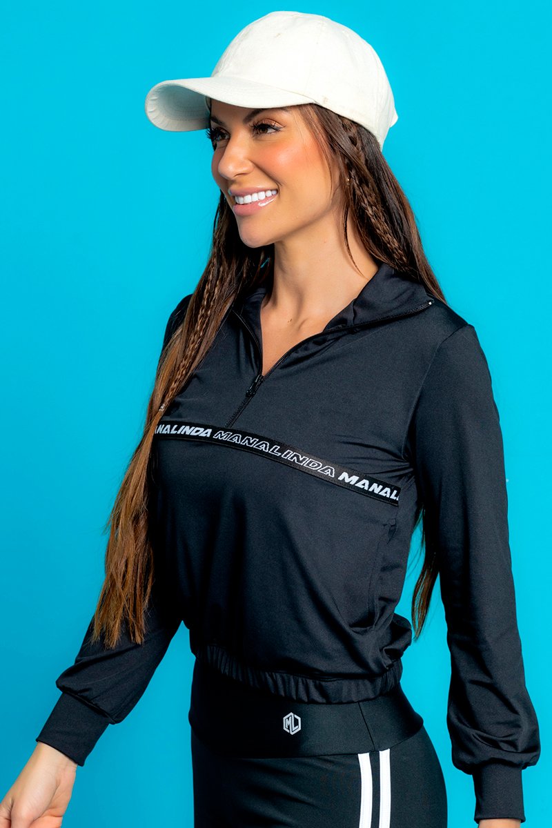 Jaqueta Manalinda Fitness Feminina Preta