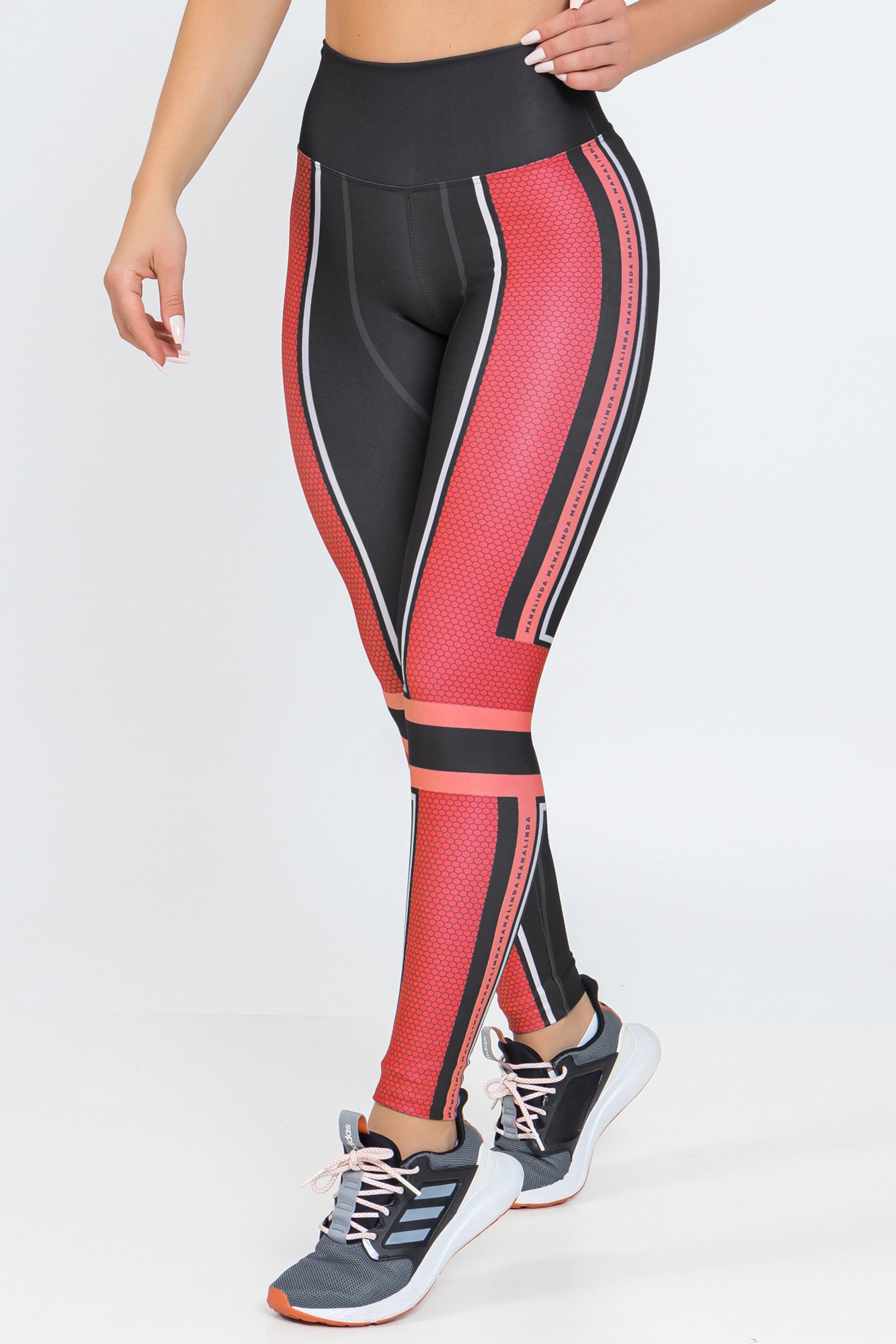 Legging Fitness Rosa e Chumbo Estampada