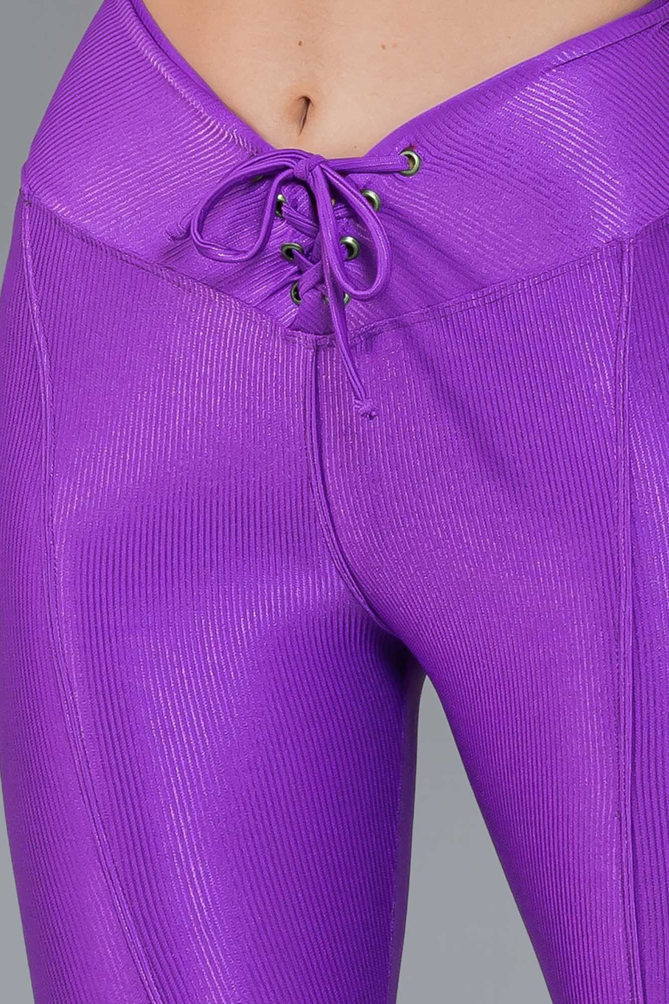 Legging Fitness Metallic Roxa