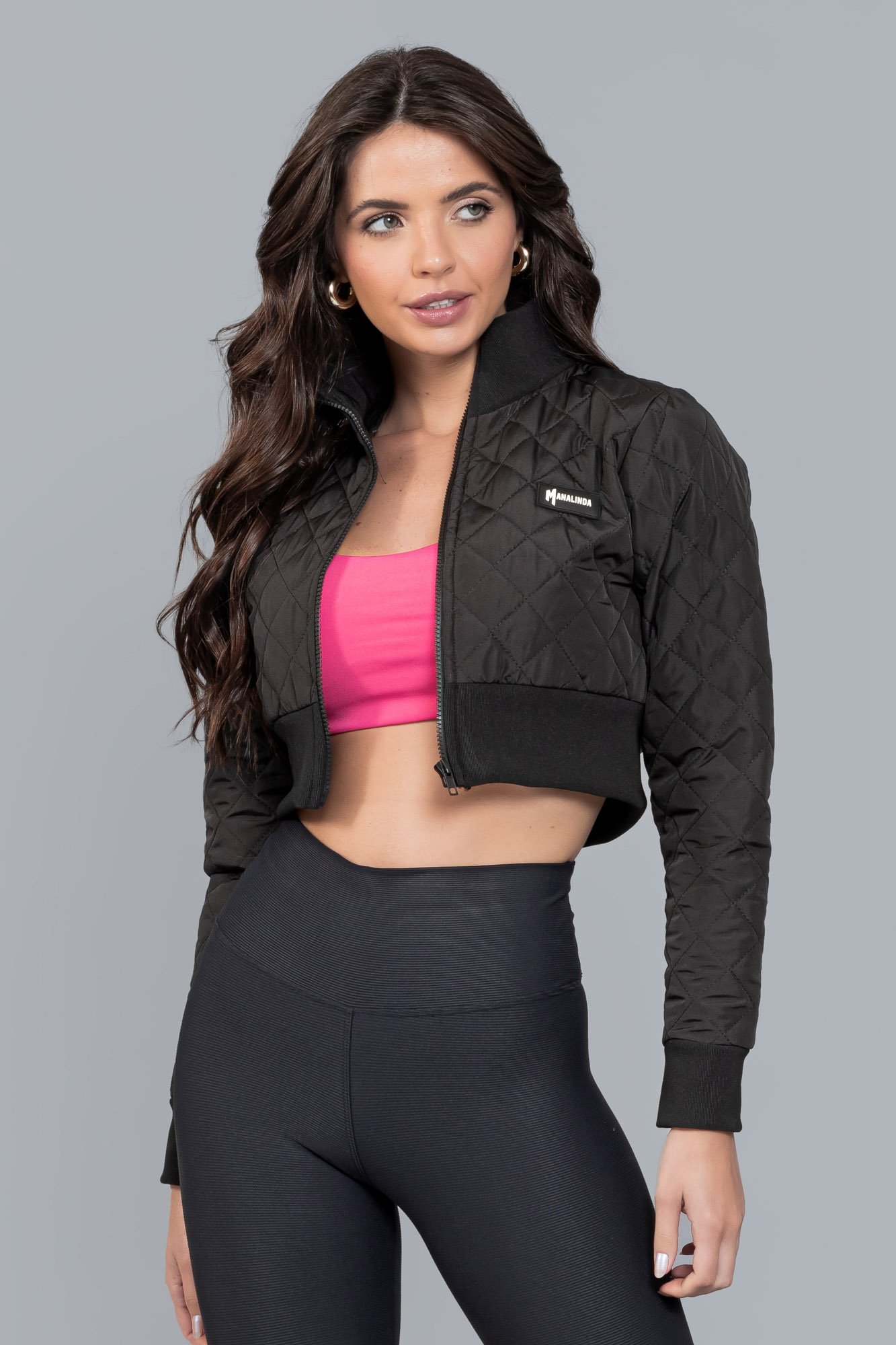 Jaqueta Fitness em Matelassê Preto