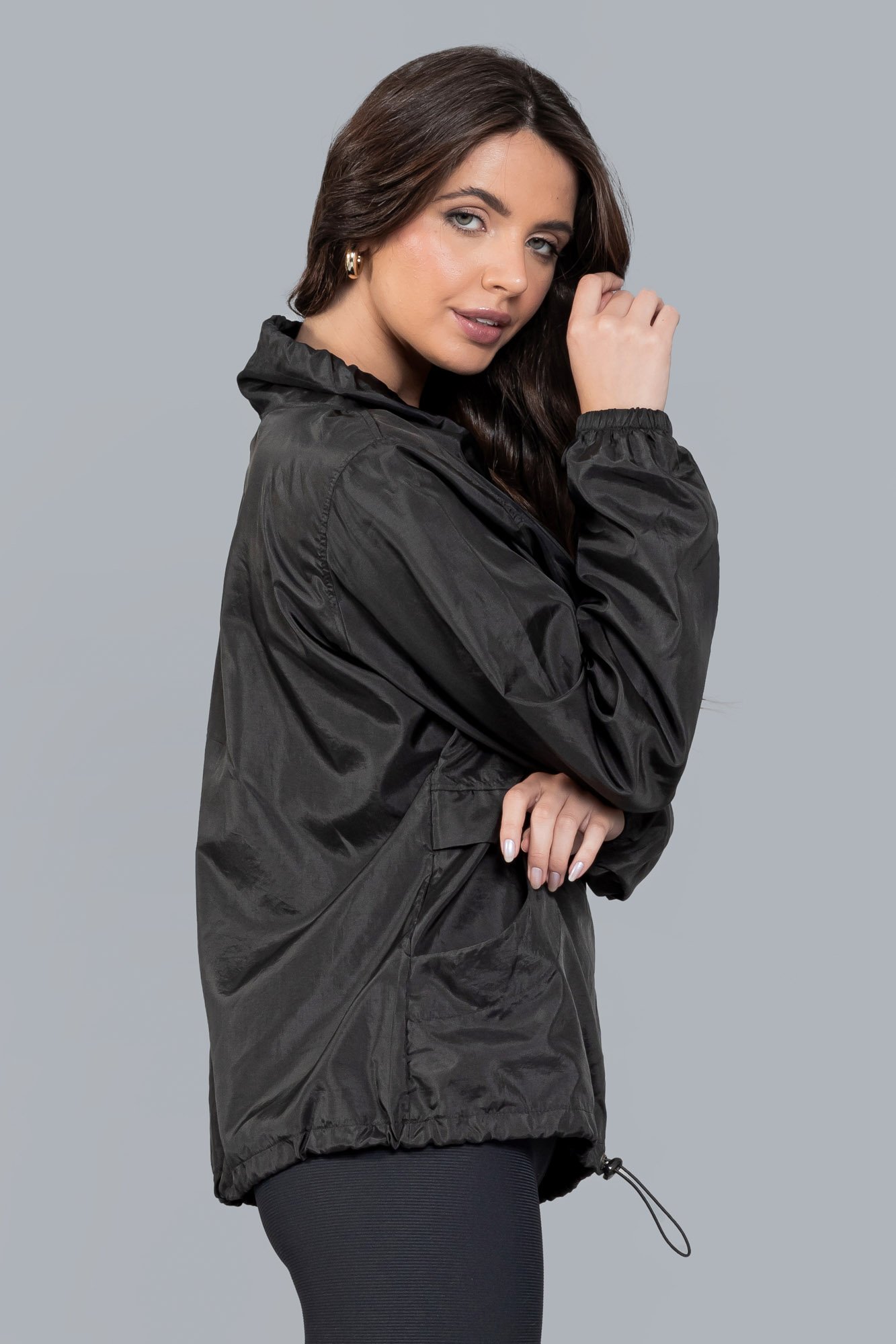 Jaqueta Corta Vento Fitness Feminina Preta